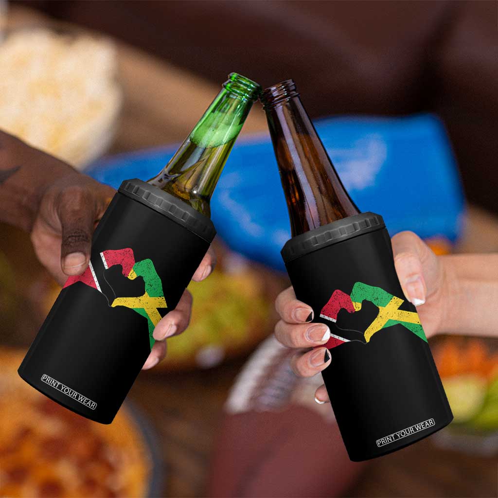 Trinidad and Tobago Jamaican 4 in 1 Can Cooler Tumbler Two Flags One Heart TS10 Print Your Wear