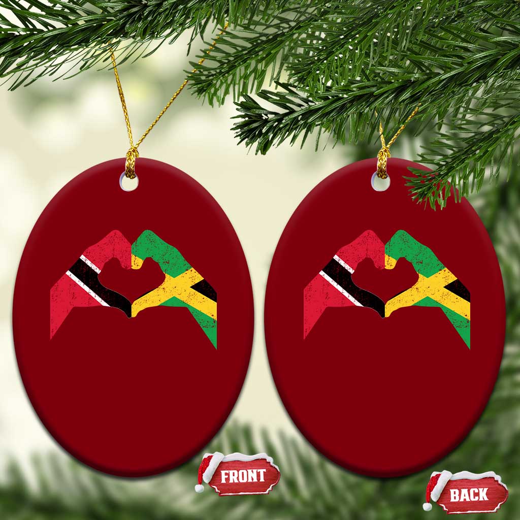 Trinidad and Tobago Jamaican Ceramic Ornament Two Flags One Heart TS10 Print Your Wear