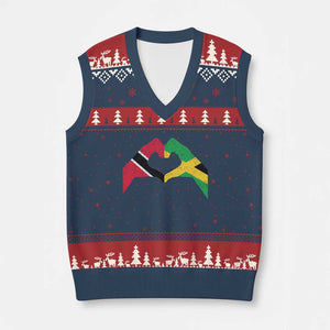 Trinidad and Tobago Jamaican V-Neck Knit Sweater Vest Two Flags One Heart TS10 Navy Red Print Your Wear