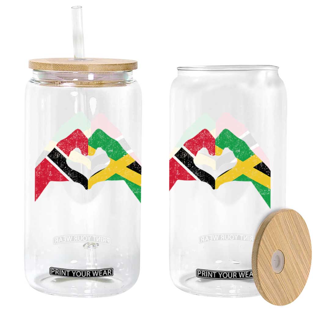 Trinidad and Tobago Jamaican Glass Can Two Flags One Heart TS10 Print Your Wear
