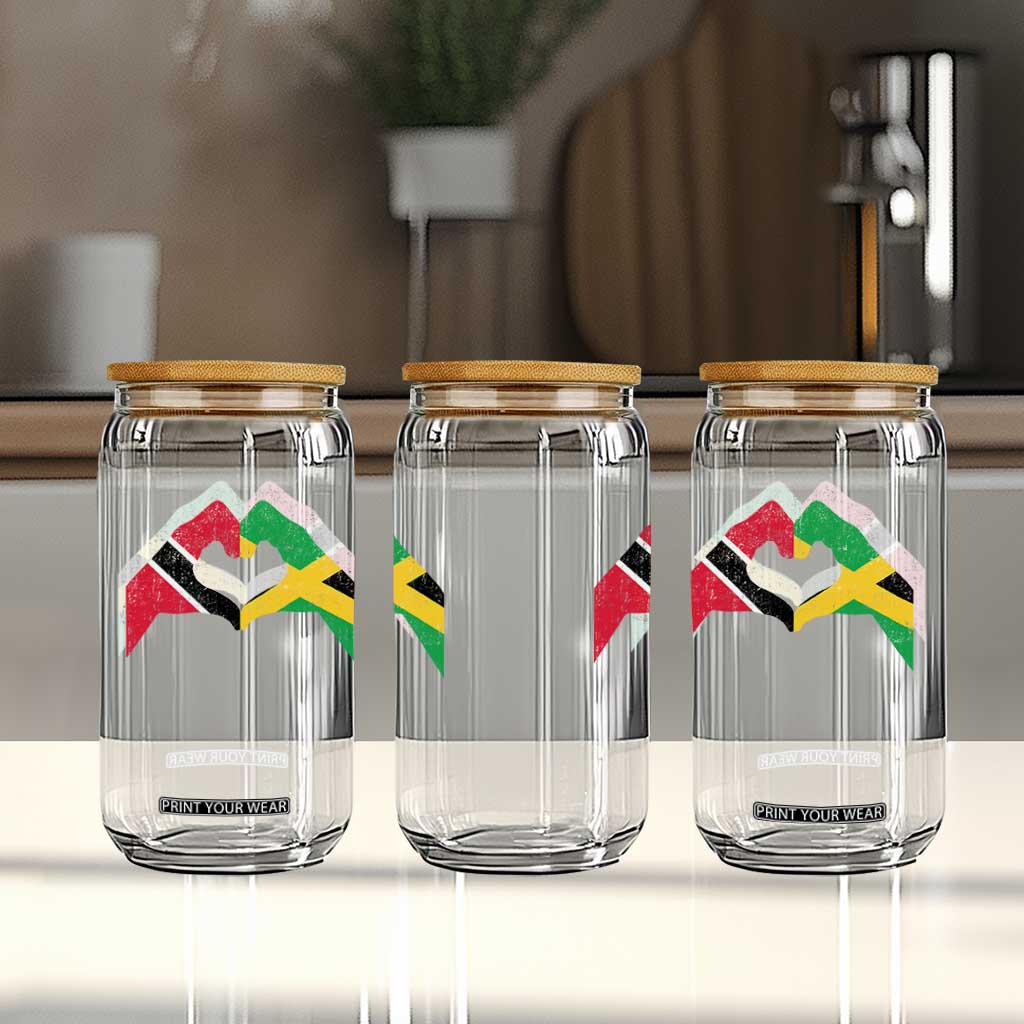 Trinidad and Tobago Jamaican Glass Can Two Flags One Heart TS10 Print Your Wear