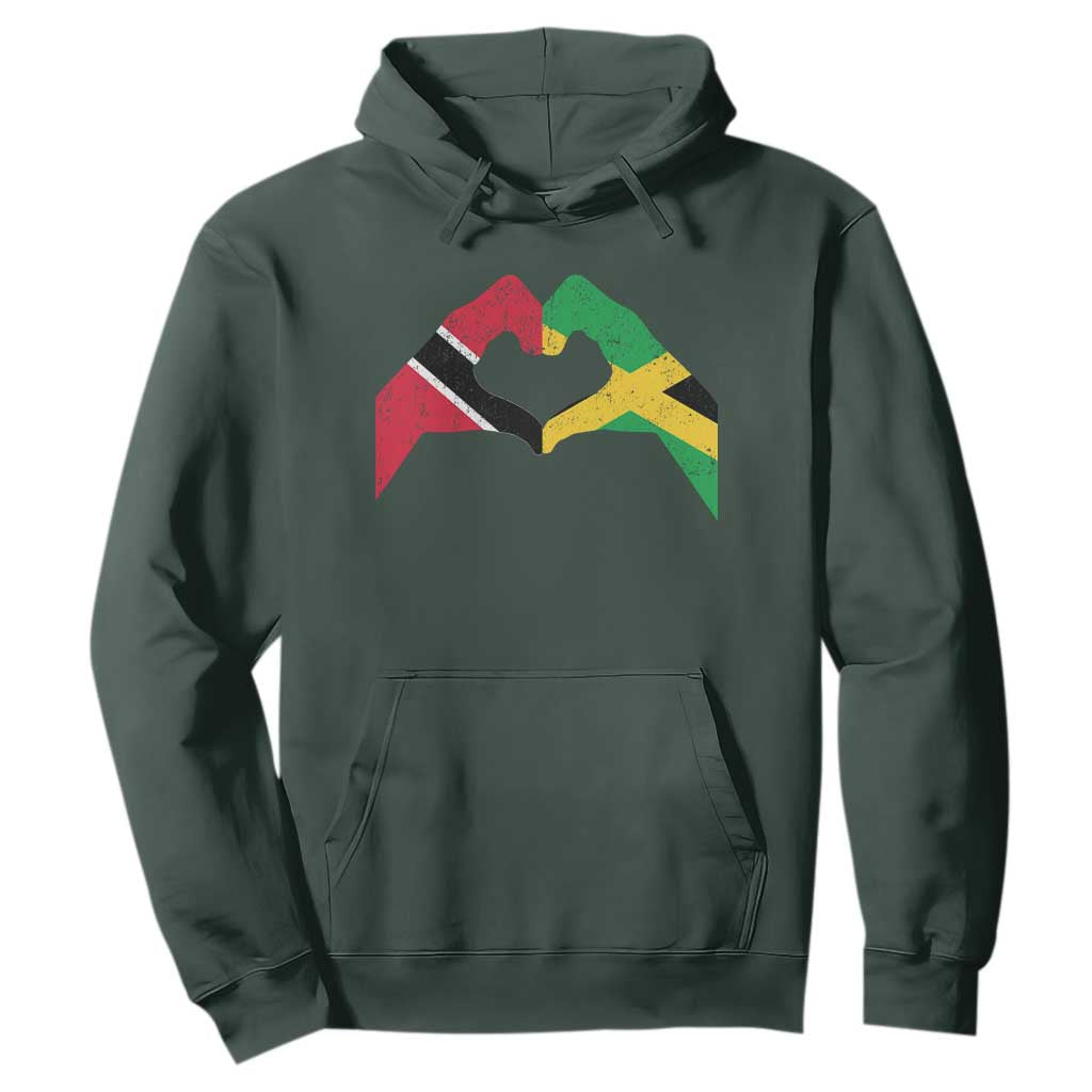 Trinidad and Tobago Jamaican Hoodie Two Flags One Heart TS10 Dark Forest Green Print Your Wear