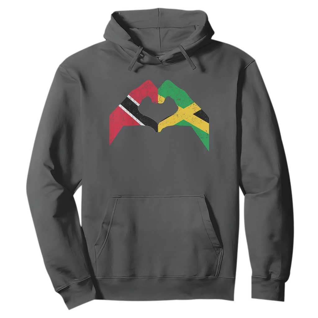 Trinidad and Tobago Jamaican Hoodie Two Flags One Heart TS10 Dark Heather Print Your Wear