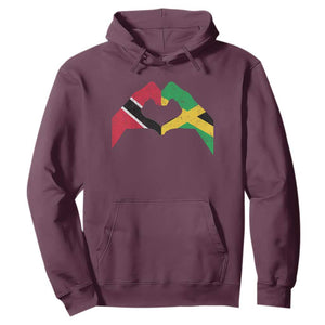 Trinidad and Tobago Jamaican Hoodie Two Flags One Heart TS10 Maroon Print Your Wear