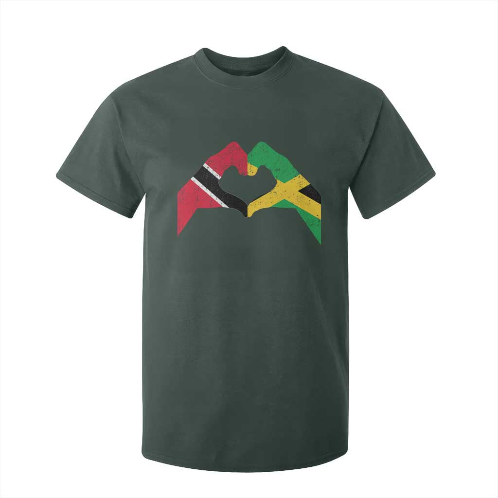 Trinidad and Tobago Jamaican T Shirt For Kid Two Flags One Heart TS10 Dark Forest Green Print Your Wear
