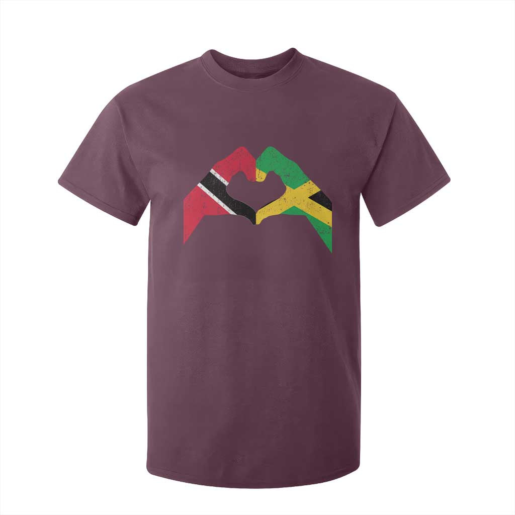 Trinidad and Tobago Jamaican T Shirt For Kid Two Flags One Heart TS10 Maroon Print Your Wear