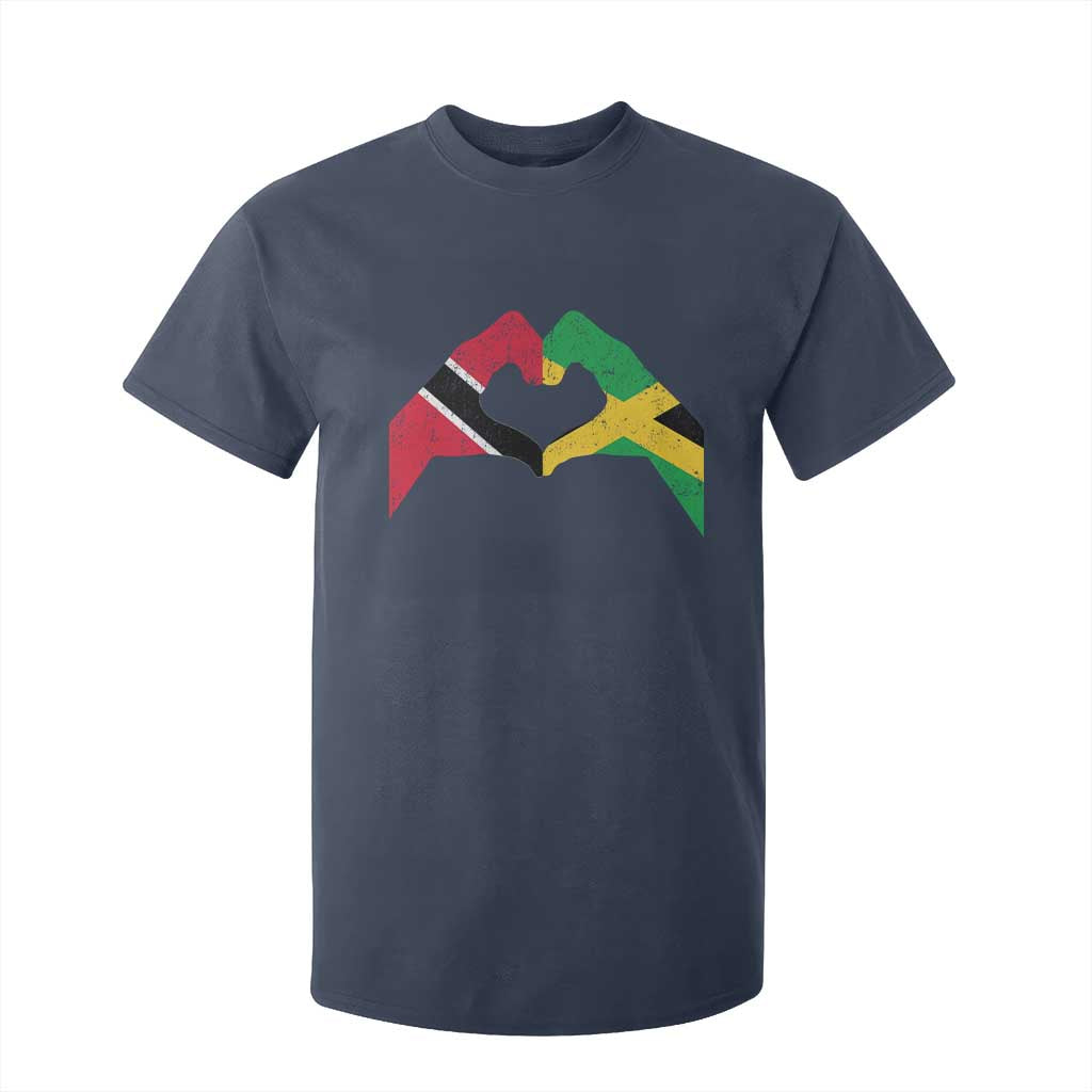 Trinidad and Tobago Jamaican T Shirt For Kid Two Flags One Heart TS10 Navy Print Your Wear