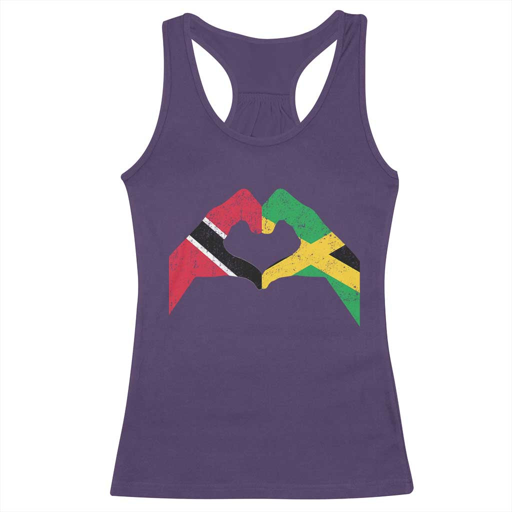 Trinidad and Tobago Jamaican Racerback Tank Top Two Flags One Heart TS10 Purple Print Your Wear