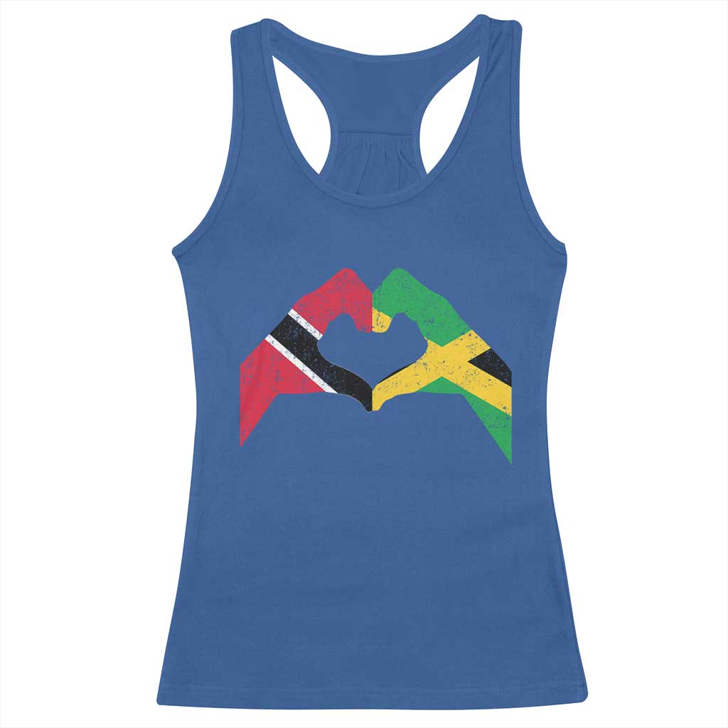 Trinidad and Tobago Jamaican Racerback Tank Top Two Flags One Heart TS10 Royal Blue Print Your Wear