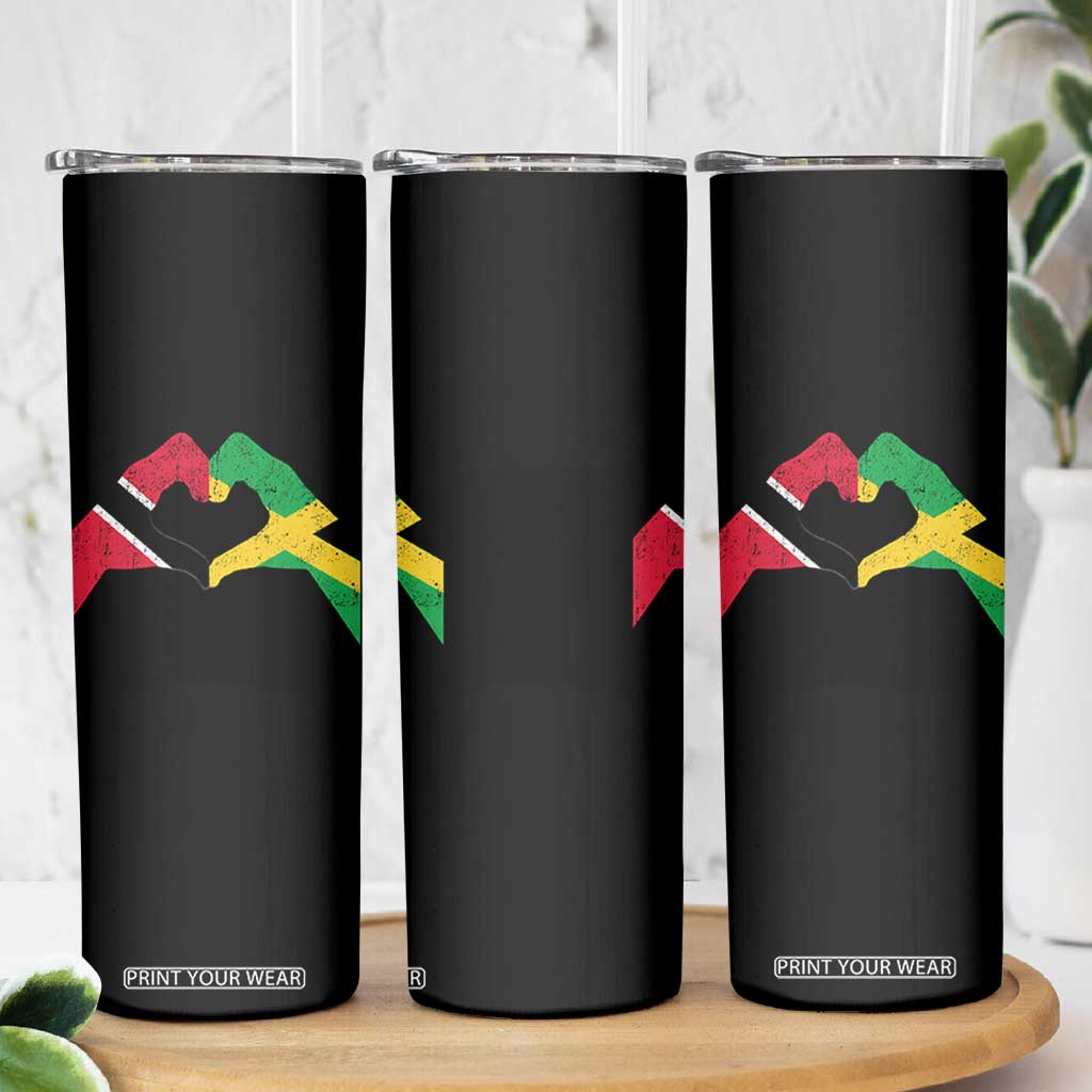 Trinidad and Tobago Jamaican Skinny Tumbler Two Flags One Heart TS10 Print Your Wear