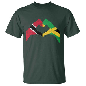Trinidad and Tobago Jamaican T Shirt Two Flags One Heart TS10 Dark Forest Green Print Your Wear