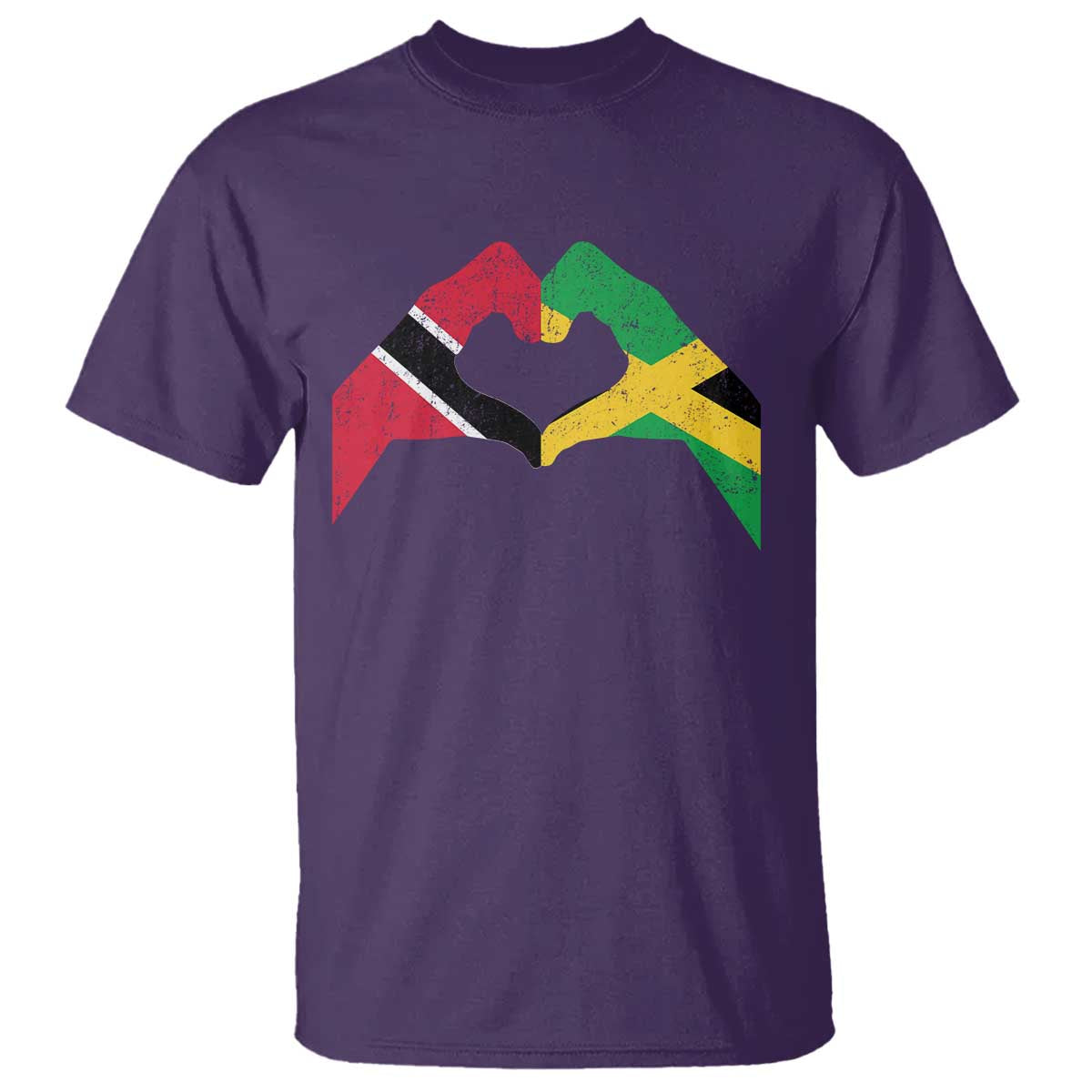 Trinidad and Tobago Jamaican T Shirt Two Flags One Heart TS10 Purple Print Your Wear