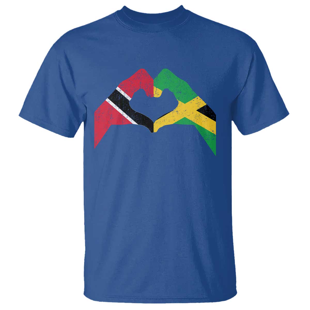 Trinidad and Tobago Jamaican T Shirt Two Flags One Heart TS10 Royal Blue Print Your Wear