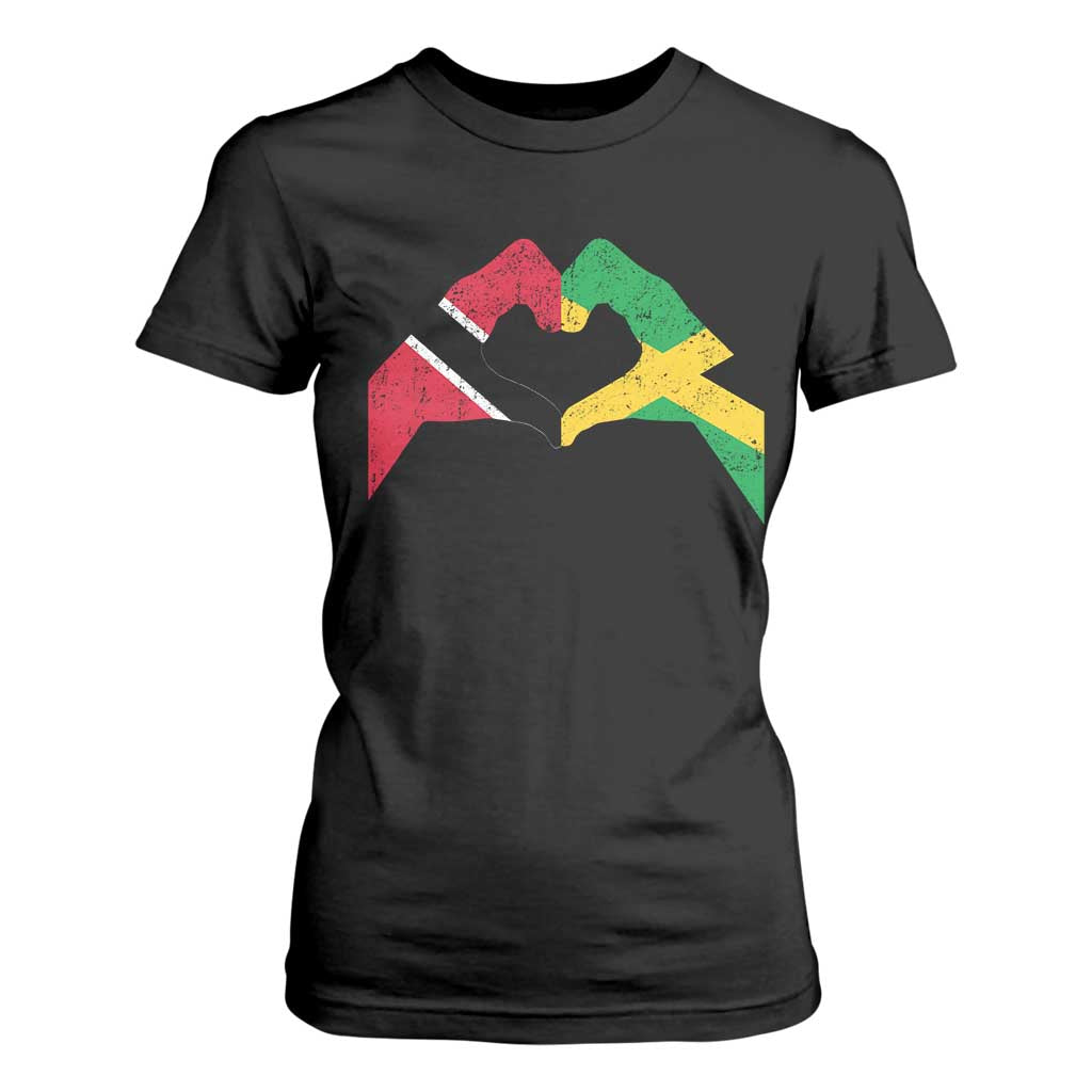 Trinidad and Tobago Jamaican T Shirt For Women Two Flags One Heart TS10 Black Print Your Wear