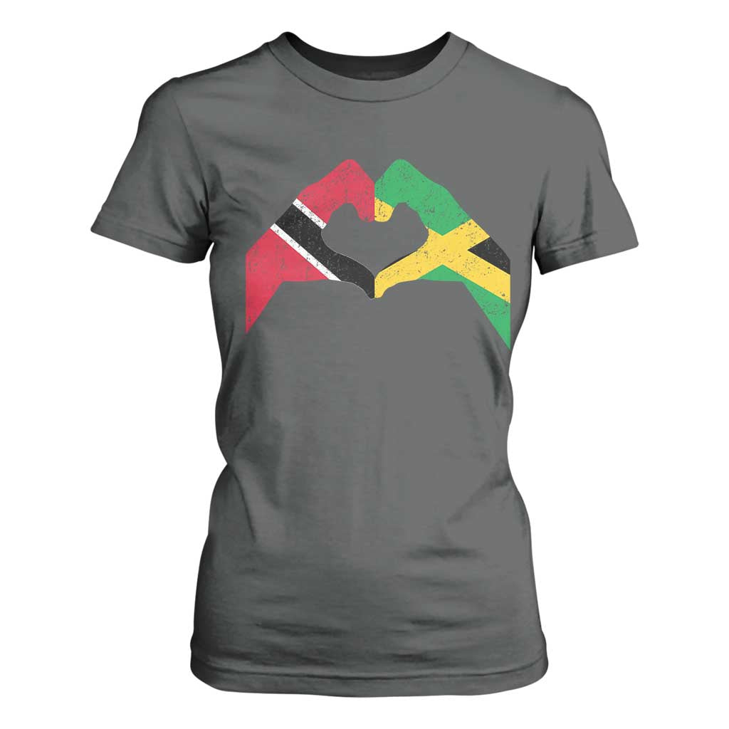 Trinidad and Tobago Jamaican T Shirt For Women Two Flags One Heart TS10 Dark Heather Print Your Wear