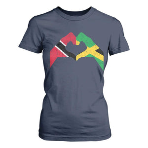 Trinidad and Tobago Jamaican T Shirt For Women Two Flags One Heart TS10 Navy Print Your Wear