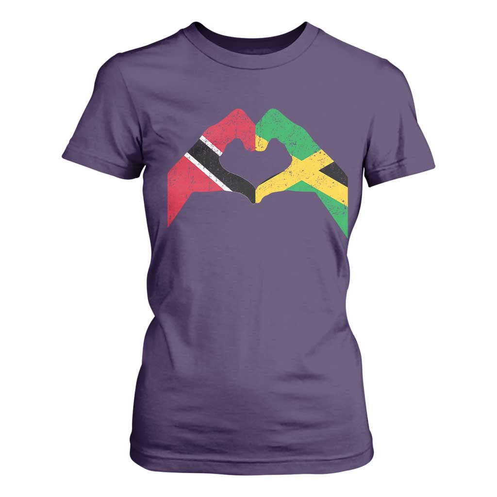 Trinidad and Tobago Jamaican T Shirt For Women Two Flags One Heart TS10 Purple Print Your Wear