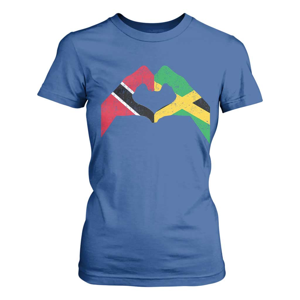 Trinidad and Tobago Jamaican T Shirt For Women Two Flags One Heart TS10 Royal Blue Print Your Wear