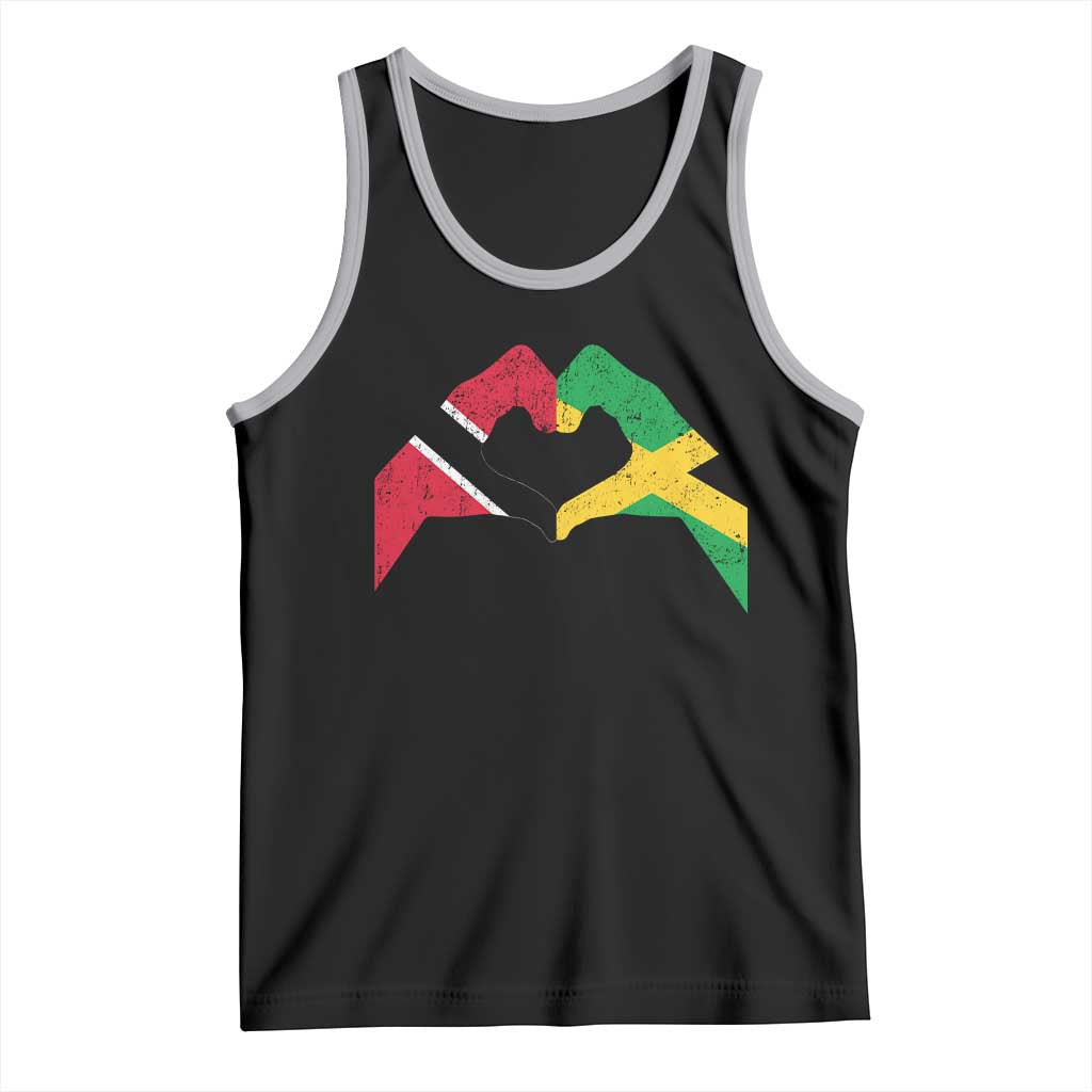 Trinidad and Tobago Jamaican Tank Top Two Flags One Heart TS10 Black Athletic Heather Print Your Wear