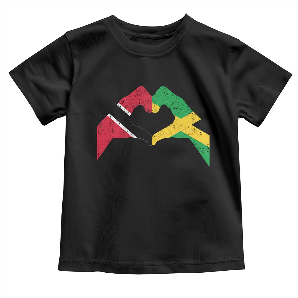 Trinidad and Tobago Jamaican Toddler T Shirt Two Flags One Heart TS10 Black Print Your Wear