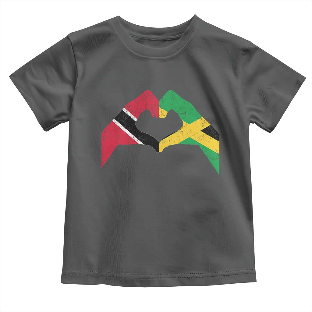 Trinidad and Tobago Jamaican Toddler T Shirt Two Flags One Heart TS10 Dark Heather Print Your Wear