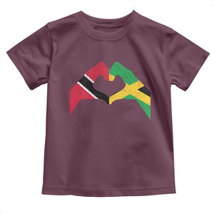Trinidad and Tobago Jamaican Toddler T Shirt Two Flags One Heart TS10 Maroon Print Your Wear