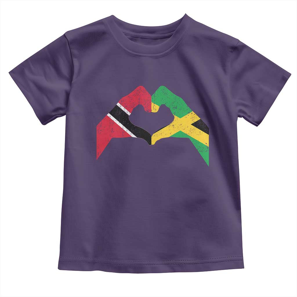 Trinidad and Tobago Jamaican Toddler T Shirt Two Flags One Heart TS10 Purple Print Your Wear