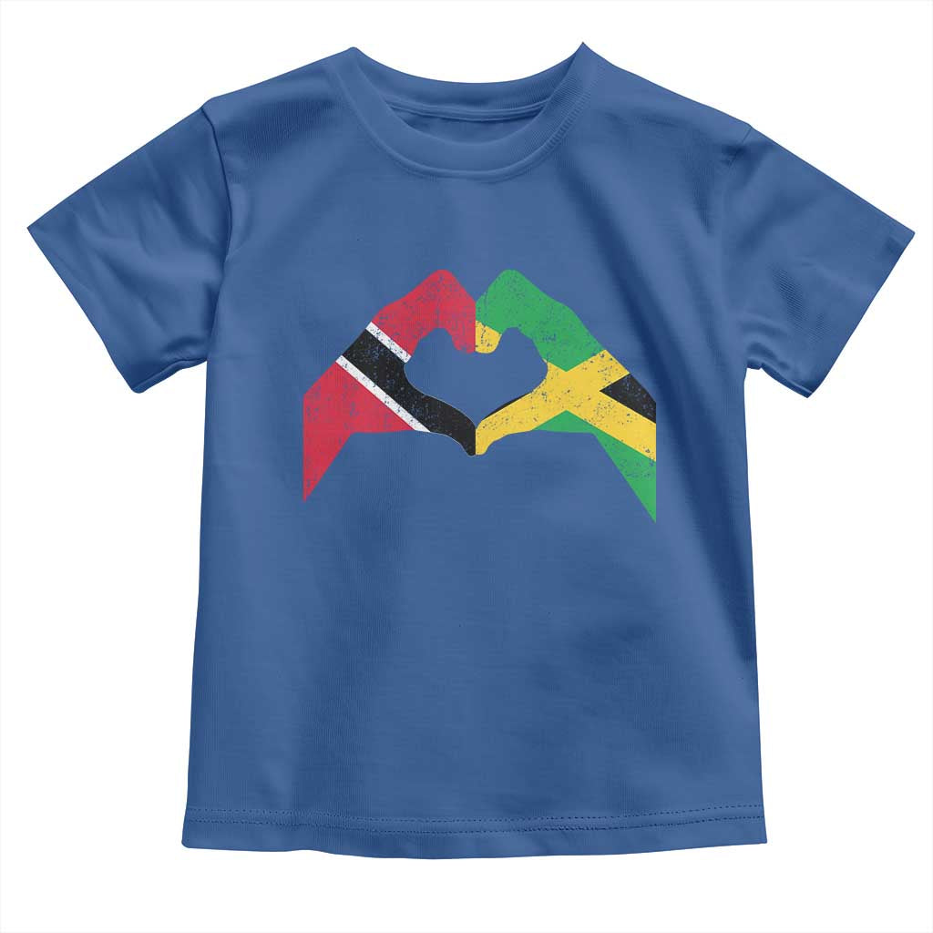 Trinidad and Tobago Jamaican Toddler T Shirt Two Flags One Heart TS10 Royal Blue Print Your Wear
