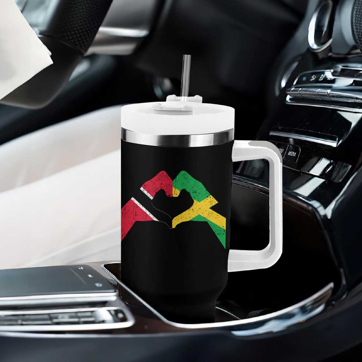 Trinidad and Tobago Jamaican Tumbler With Handle Two Flags One Heart TS10 Print Your Wear