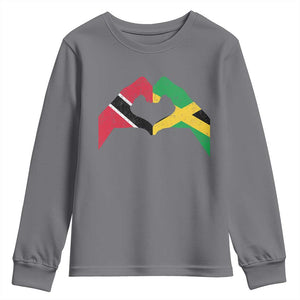 Trinidad and Tobago Jamaican Youth Sweatshirt Two Flags One Heart TS10 Charcoal Print Your Wear