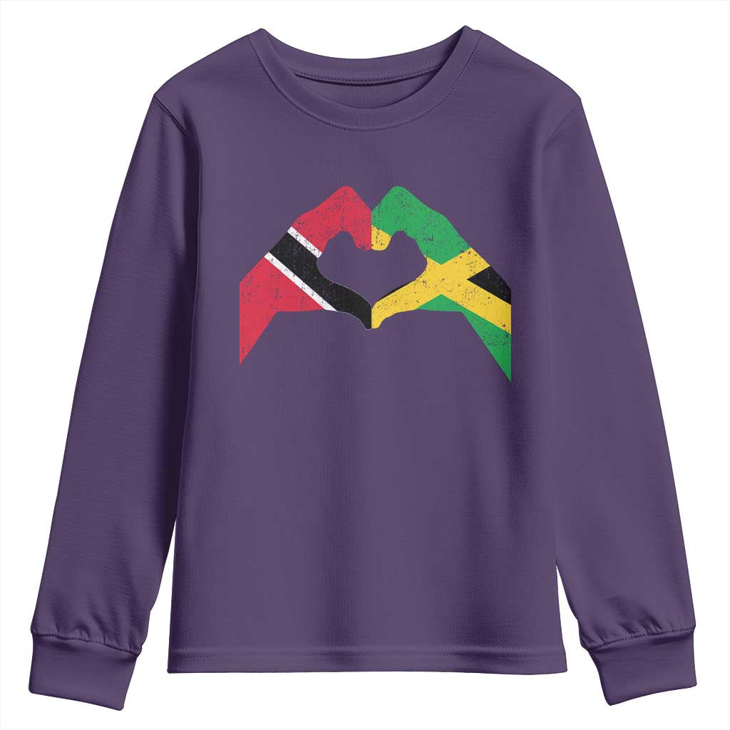 Trinidad and Tobago Jamaican Youth Sweatshirt Two Flags One Heart TS10 Purple Print Your Wear