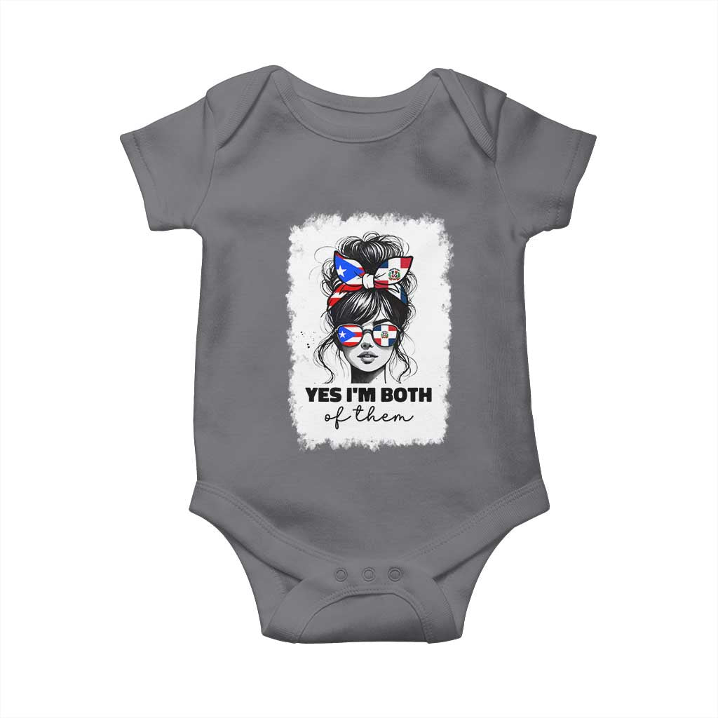 Dominican Puerto Rican Woman Baby Onesie Yes Im Both Of Them TS10 Charcoal Print Your Wear