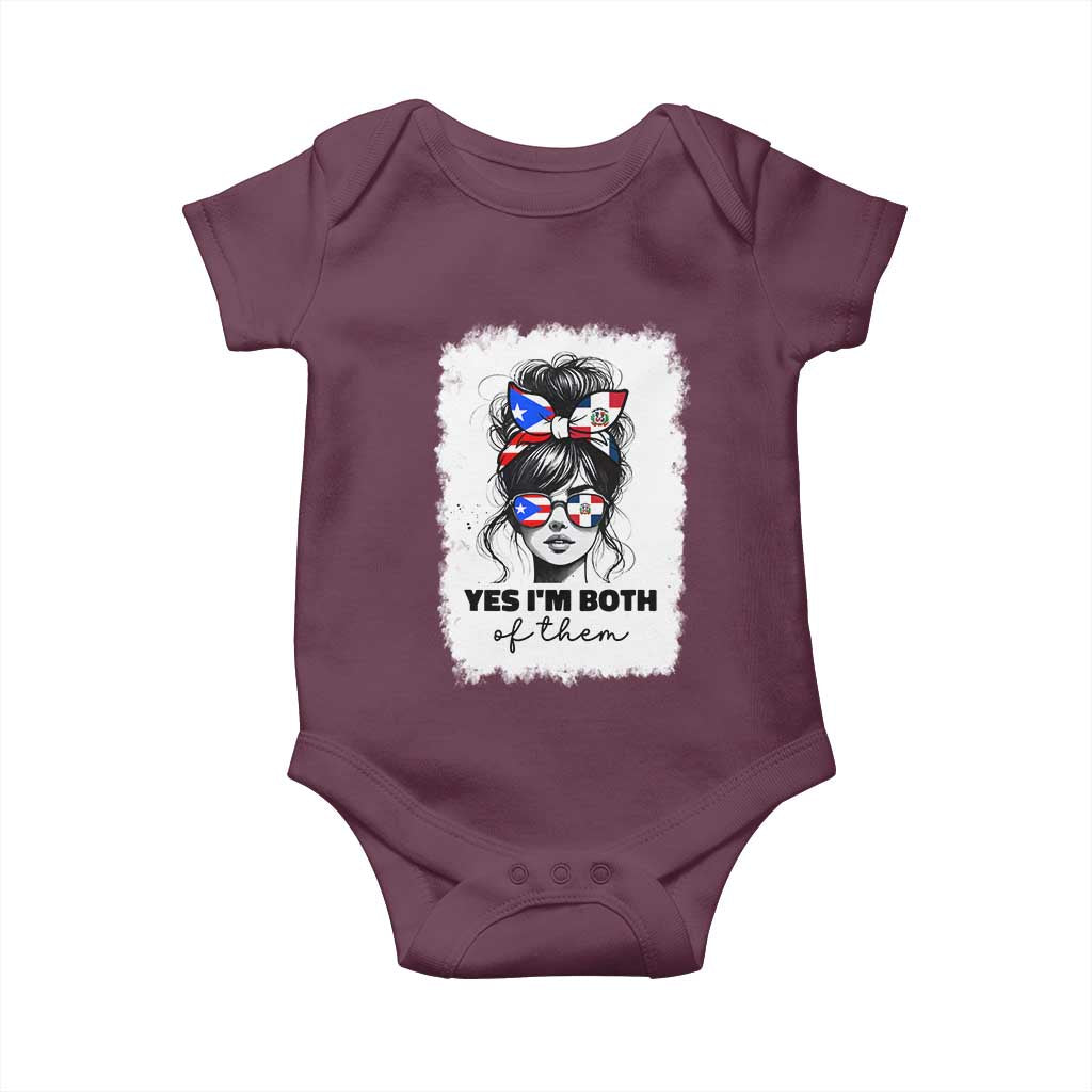 Dominican Puerto Rican Woman Baby Onesie Yes Im Both Of Them TS10 Maroon Print Your Wear
