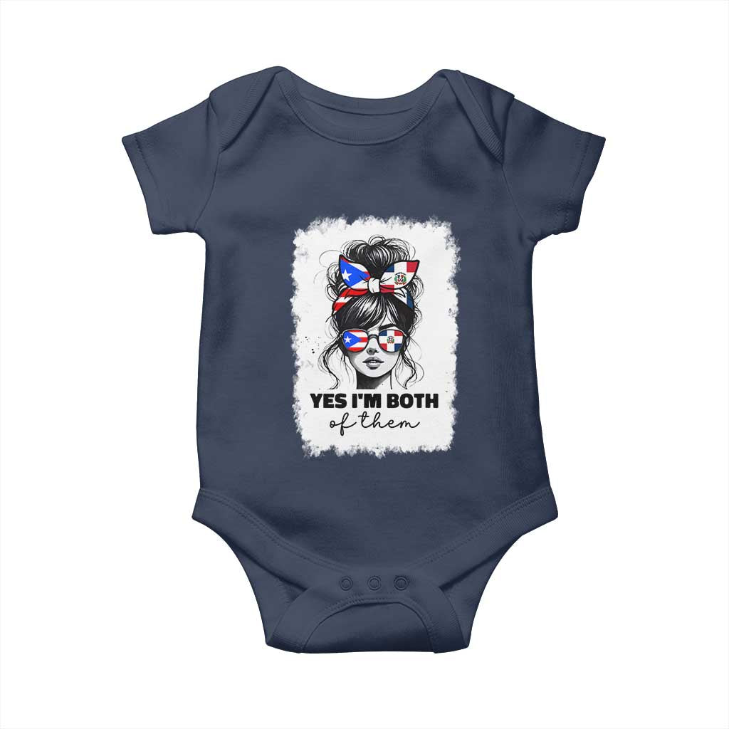 Dominican Puerto Rican Woman Baby Onesie Yes Im Both Of Them TS10 Navy Print Your Wear