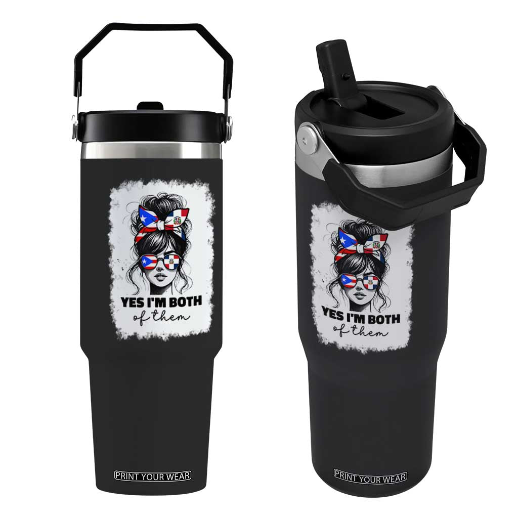 Dominican Puerto Rican Woman Flip Straw Tumbler Yes Im Both Of Them TS10 One Size: 30 oz Black Print Your Wear