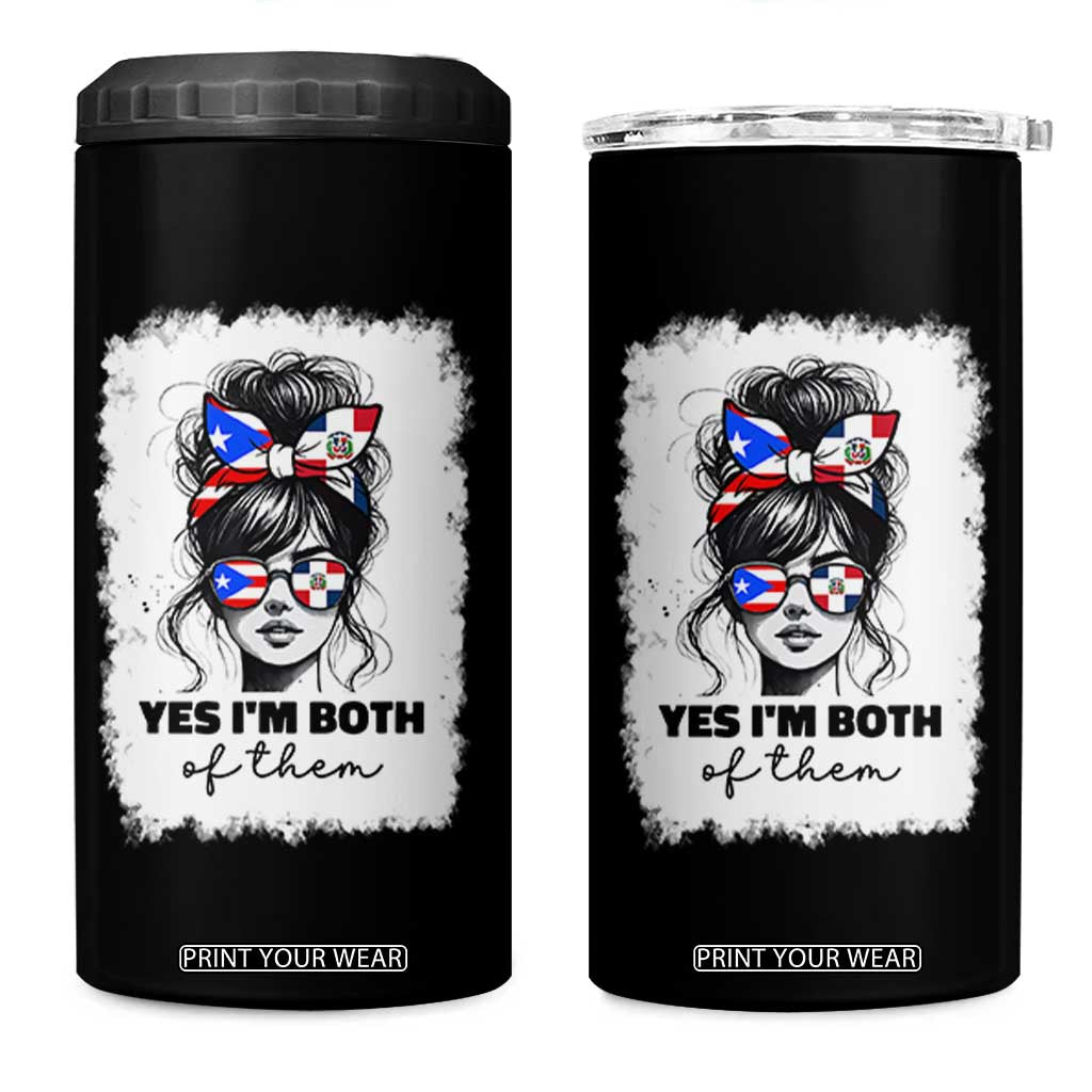 Dominican Puerto Rican Woman 4 in 1 Can Cooler Tumbler Yes Im Both Of Them TS10 One Size: 16 oz Black Print Your Wear