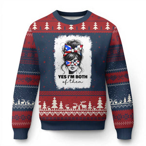 Dominican Puerto Rican Woman Ugly Christmas Sweater Yes Im Both Of Them TS10 Navy Red Print Your Wear