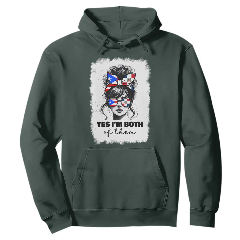 Dominican Puerto Rican Woman Hoodie Yes Im Both Of Them TS10 Dark Forest Green Print Your Wear