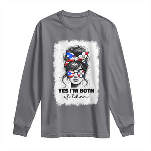 Dominican Puerto Rican Woman Long Sleeve Shirt Yes Im Both Of Them TS10 Charcoal Print Your Wear
