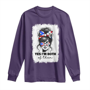 Dominican Puerto Rican Woman Long Sleeve Shirt Yes Im Both Of Them TS10 Purple Print Your Wear