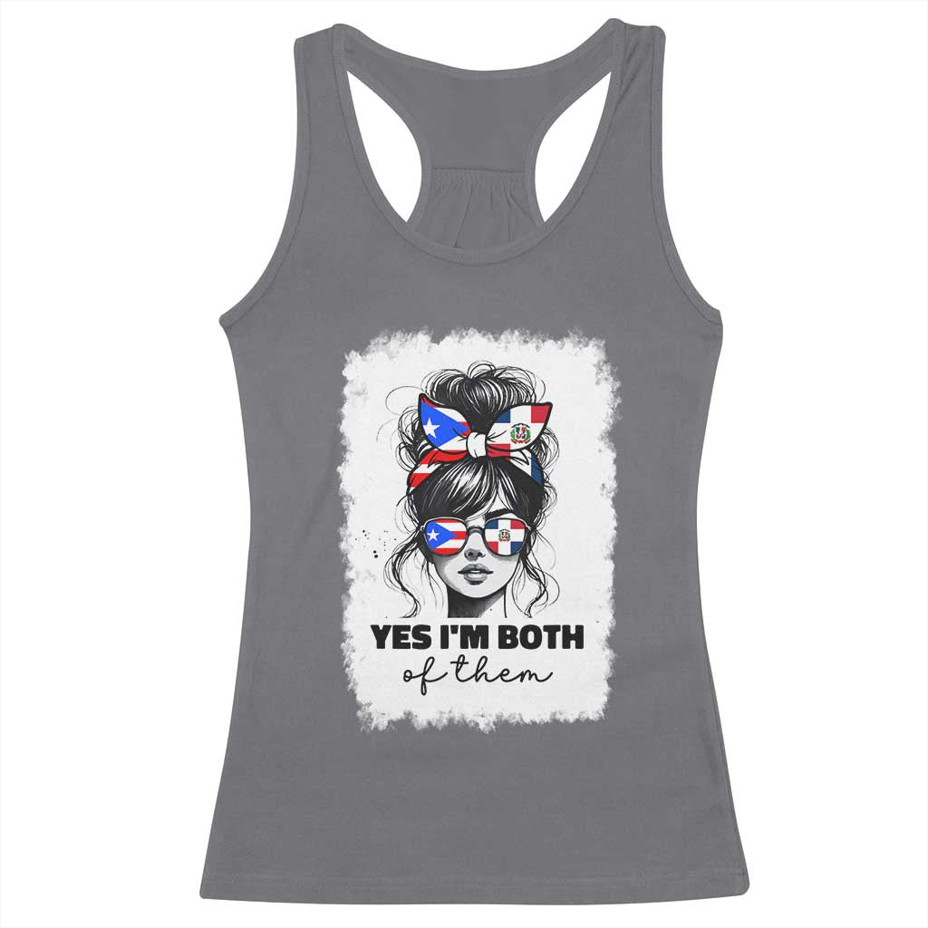Dominican Puerto Rican Woman Racerback Tank Top Yes Im Both Of Them TS10 Charcoal Print Your Wear