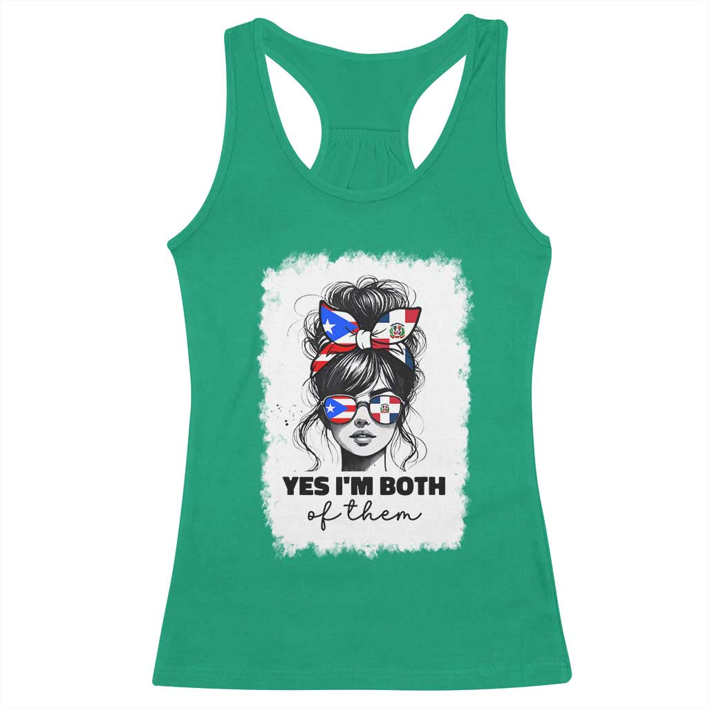 Dominican Puerto Rican Woman Racerback Tank Top Yes Im Both Of Them TS10 Irish Green Print Your Wear