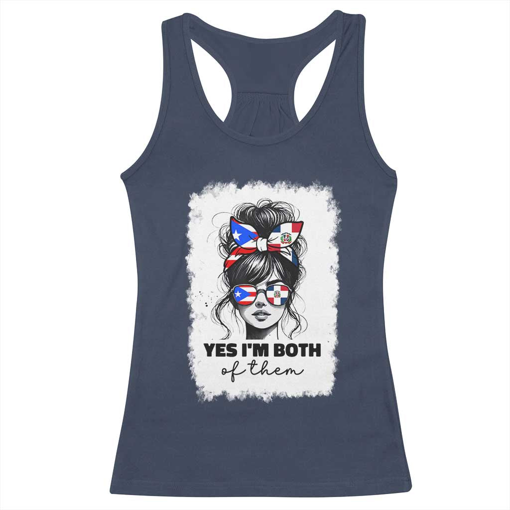 Dominican Puerto Rican Woman Racerback Tank Top Yes Im Both Of Them TS10 Navy Print Your Wear