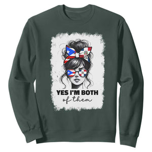 Dominican Puerto Rican Woman Sweatshirt Yes Im Both Of Them TS10 Dark Forest Green Print Your Wear