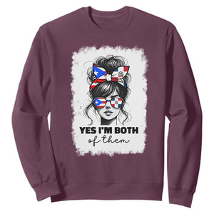 Dominican Puerto Rican Woman Sweatshirt Yes Im Both Of Them TS10 Maroon Print Your Wear