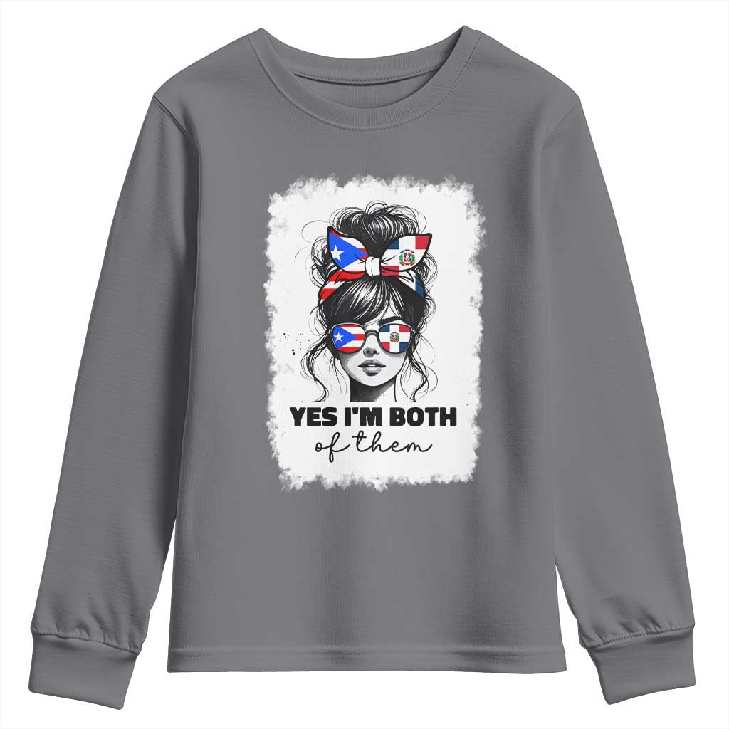 Dominican Puerto Rican Woman Youth Sweatshirt Yes Im Both Of Them TS10 Charcoal Print Your Wear