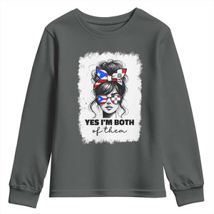 Dominican Puerto Rican Woman Youth Sweatshirt Yes Im Both Of Them TS10 Dark Heather Print Your Wear