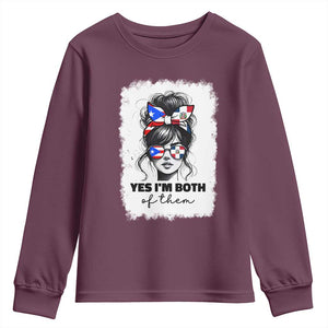 Dominican Puerto Rican Woman Youth Sweatshirt Yes Im Both Of Them TS10 Maroon Print Your Wear