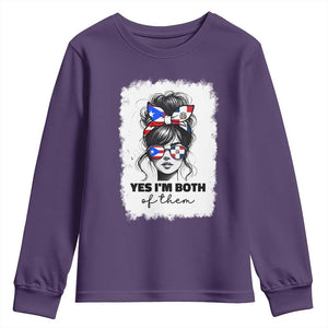 Dominican Puerto Rican Woman Youth Sweatshirt Yes Im Both Of Them TS10 Purple Print Your Wear