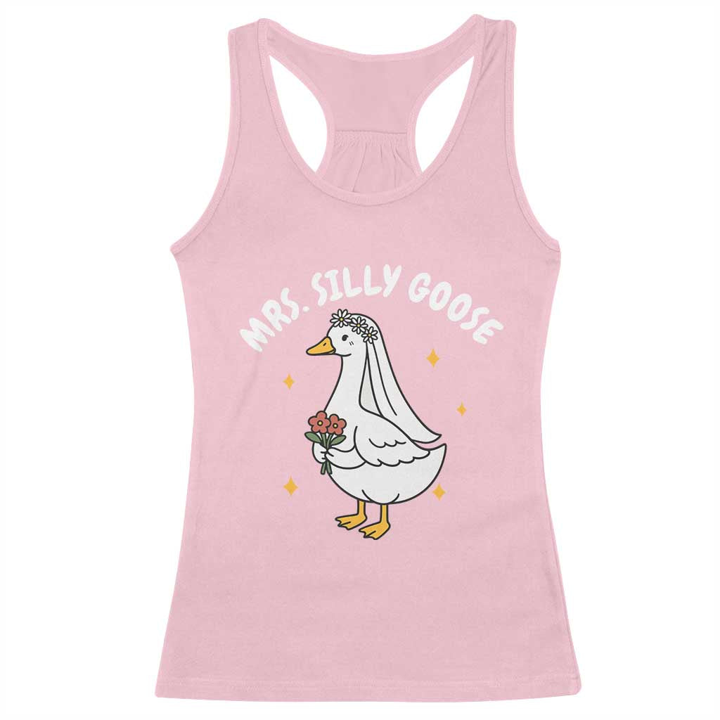 Mrs. Silly Goose Bride Racerback Tank Top Funny Goose Lovers Bride To Be TS10 Light Pink Print Your Wear